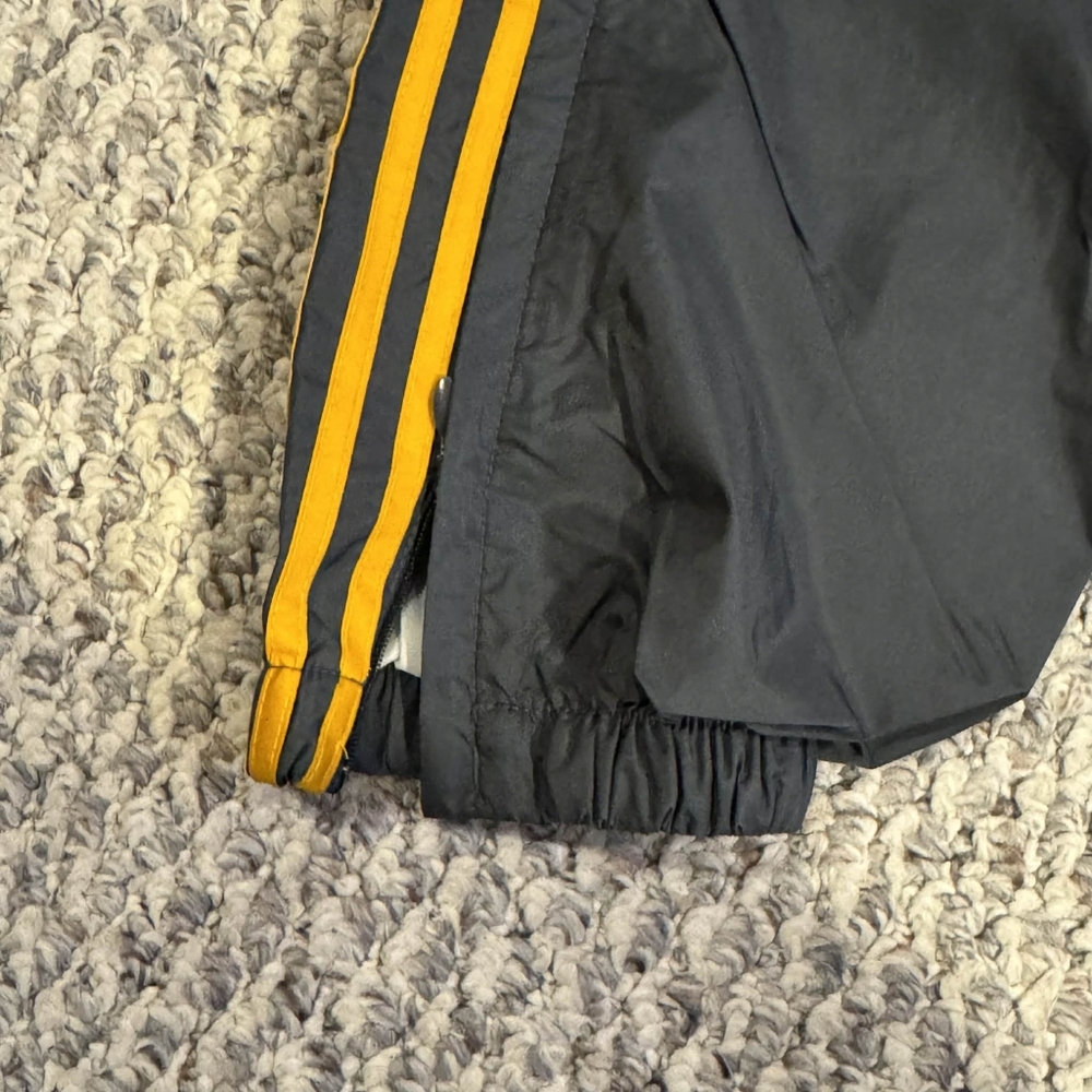 VINTAGE ADIDAS 3 Striped Windbreaker Track Pants Grey & Yellow Orange Men's S - Picture 4 of 6
